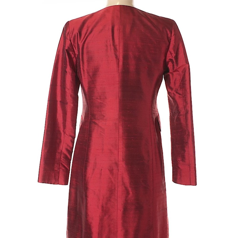 LAFAYETTE 148 size 0 long silk red coat jacket - Picture 2 of 6